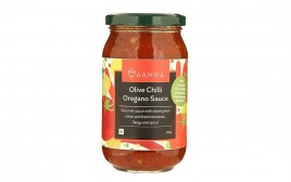 Aamra Olive Chilli Oregano Sauce   Glass Jar  365 grams